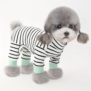 TEMU 1개 포근한 강아지 & 고양이 점프수트 - 소프트 스트레치 네발 옷, 그린 액센트, 사계절용 펫 의류, 기계 세탁 가능 파자마 (포메라니안, 치와와, 시츄용), 귀여운 강아지 & 새끼 고양이 코스튬, 사진 촬영 및 산책용, 편안한 핏, 애완동물 애호가를 위한 플레이풀 디자인|강아지옷