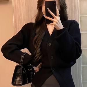 TEMU 여성용 우아한 프렌치 스타일 화이트 가디건 - 슬림핏 V넥 긴소매 , 벨트 허리, 단색 봄/가을 겉옷, 캐주얼 및 포멀룩