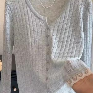 TEMU 한국 스타일 부드러운 레이스 스플라이싱 여름용 여유로운 긴팔 여성용 얇은 탑