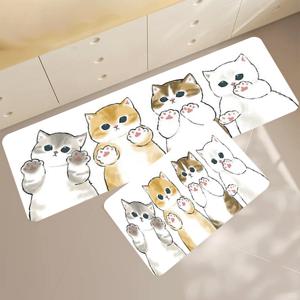 TEMU 1개 두꺼운 1.1cm 주방 바닥 매트, 고양이 프린트 바닥 매트 두껍고 내마모성이 뛰어나며 부엌 거실 현관 발코니 및 홈 데코레이션에 적합