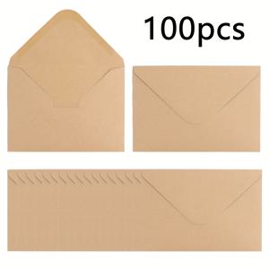 TEMU 100개 고품질 크래프트 종이 봉투, 접착식 클로저 - 결혼식, 약혼, 크리스마스, 기념일, 졸업 및 카드 보관을 위한 우아한 유럽 스타일 - 매트 마감, 자체 밀봉, 초대장 및 문구류에 완벽함, 웨딩 문구 | 우아한 봉투 | 매트 마감 봉투, 결혼 선물, 웨딩 초대장 봉투 X, 공예 종이 봉투, 사각 갈색 웨딩 봉투, 밀봉지|편지지