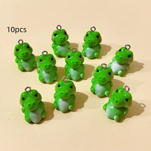 TEMU 10개/팩 귀여운 녹색 작은 악어 레진 참 귀걸이 키체인 펜던트 액세서리 DIY 주얼리 만들기용
