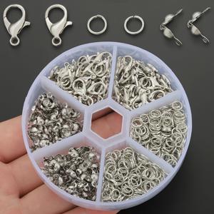 TEMU 350개/박스 DIY 주얼리 만들기 키트, 40개 랍스터 클라스프, 210개 점핑 링 및 100개 크림프 비드 세트 포함, 액세서리 제작용, 팔찌 발찌 개구부, 펜던트 목걸이 커넥터, 비즈 연결, 스페이서 비드 커넥터, 귀걸이 댕글 클로저, 더블 엔드 캡, 플랫 스냅 클로저 비드, 가방 체인 클립 등 다양한 공예 용품