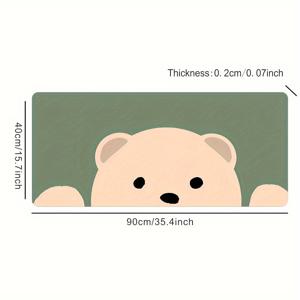 TEMU 초대형 귀여운 곰 게이밍 데스크 매트 - 미끄럼 방지 고무 베이스 & 봉제 가장자리, 베이지색 곰 얼굴이 있는 부드러운 파스텔 그린, 사무실, 학교, 집, 청소년, 성인용 컴퓨터 키보드 & 마우스 패드 - 업무, 게임, 생일, 데이, 집들이에 이상적인 선물 - PC, 노트북, 컴퓨터 설정과 호환 가능