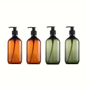 TEMU 4개의 플라스틱 펌프 디스펜서 병 세트, 300ml 재충전 가능, 탈산제 없는 무향 액체 샴푸 및 샴푸 용기 -Uv 보호
