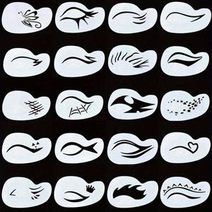 TEMU 플라스틱 얼굴 페인팅 스텐실 세트 - DIY 크리에이티브 할로윈 파티 메이크업 템플릿 (다양한 디자인 포함)