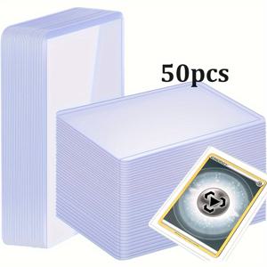 TEMU 50/100개 TPU 카드 슬리브, 3x4인치 하드 플라스틱 보호 케이스, 내구성 있는 카드 홀더, 트레이딩 카드, 게임 카드, 수집품에 적합, 14세 이상 사용 가능, 배터리 필요 없음