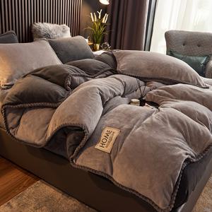 TEMU 1pc 단일 이불 커버, 안감이 있는 두꺼운 우유 플리스 겨울 따뜻한 이불 커버, 방지 벨벳 침구 세트, 단색 이중면珊瑚 플리스 이불 커버, 플리스 안감