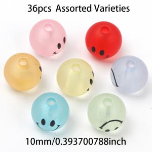 TEMU 36pcs 스마일 페이스 아크릴 비즈 10Mm, 색상 투명한 여유로운 스페이서 비즈를 사용하여 보석 만들기, DIY 공예, 팔찌, 목걸이, 귀걸이 액세서리