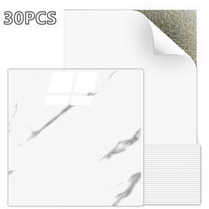 TEMU 30pcs Marble Effect Self-Adhesive Wall Stickers, 방수 폼 벽지, 쉽게 설치할 수 있는 오일 방지 벽지, 아키텍처 테마, 사각형 모양, 실내 사용, 벽 걸이 장식 - 11.8x11.8 인치