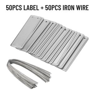 TEMU [50pcs 방수 알루미늄 정원 라벨] URTUE 50pcs 알루미늄 라벨 세트, 50pcs 철선, 양면 쓰기, 방수, 내구성, 정원용으로 쉽게 걸 수 있는 디자인