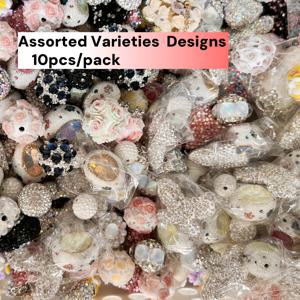 TEMU 10개 혼합 디자인으로 만든 클레이 비즈, 라인스톤, 꽃 모양의 례들, DIY 팔찌 및 폰 장식, 비즈로 만드는 펜, 다양한 종류의 공예 용품