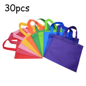 TEMU 30pcs 비직 파티 선물 토트 백 - 생일, 결혼식 및 축하를 위한 손잡이가 있는 컬러풀 폴리에스터 선물 백, 파티 선물 백|생동감 있는 파티 백|내구성 있는 선물 백, 파티 용품