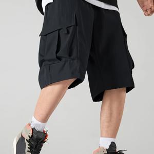 TEMU 남성용 아웃도어 캐주얼 멀티포켓 드로스트링 반바지 - 솔리드 컬러 탄력 있는 허리밴드, 내구성 강한 논스텍 스트레치 원단, 하이킹 및 스포츠 & 일상복 - 봄/여름 세탁기 사용 가능, 액티브 라이프스타일, 기능적 디자인, 튼튼한 구조, 여름 옷장