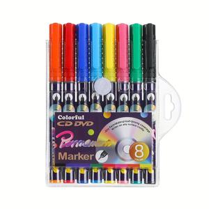 TEMU 8pcs 영구 유성 형광펜 & 마커 세트 - 0.4mm 팁 미세 포인트, 번짐 없는 부드러운 필기/색칠/드로잉 펜, 8가지 생생한 색상 (검정, 빨강, 파랑, 초록, 노랑, 주황, 분홍, 하늘색) 아트, 오피스 용품