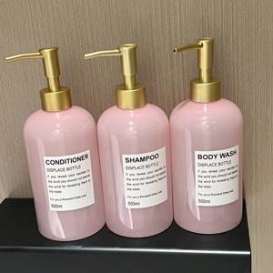 TEMU 500ml - 반투명, 여성스러운 디자인의 인조 옥핑크 빈 병. 호텔, B&B, 미용실, 헤어살롱 등에 적합. 샴푸, 컨디셔너, 바디워시, 핸드소프, 세탁세제 보관에 완벽한 홈 스토리지 필수품. 방수 라벨 무료 증정