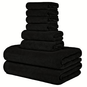 TEMU 8pcs 초소프트 코랄 목욕 타월 세트, 27 x 55인치 대형 타월 2개 + x 30인치 소형 타월 2개 + x 인치 스퀘어 타월 4개, 빠른 건조 & 가벼운 흡수력, 야외 피트니스 캠핑용 다목적 욕실 타월|수건|샤워커튼