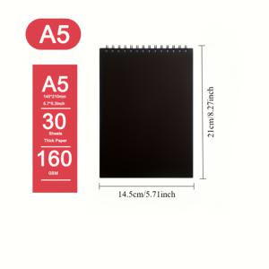 TEMU 프로페셔널 스파이럴 바인딩 스케치북 - 160gsm 무산성 두꺼운 종이, A4, A5, A6(14.96x10.43인치) | 아트 노트북 60장 | 성인 및 학생용 선물 | 내구성 있는 커버 디자인 | 대량 예술 용품