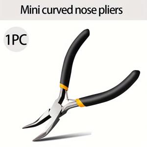 TEMU 1개 미니 곡선형 코 집게 - DIY 수제 모델 주얼리 소형 휴대용 집게, 금속 재질, 이빨 없는 디자인, 정밀 작업을 위한 컴팩트하고 내구성 있는, 주얼리 제작 도구|슬림한 메탈릭 마감|내구성 있는 구조, 주얼리 제작 용품