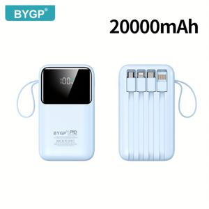 TEMU 10000/20000mAh 휴대용 파워 뱅크, PD20W 고속 충전기, 내장 /타입-C/USB 케이블 및 끈, LED 디스플레이 스크린, 컴팩트하고 가벼운, 아이폰, 기기/시계 호환, 야외 비상 여행 백업 배터리|보조배터리|C타입충전기|보조배터리20000