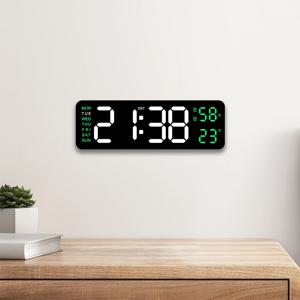 TEMU 9.4인치 디지털 벽시계, 침실 및 거실용, USB 전원 공급, 듀얼 알람, 온도/습도 표시, Snooze 기능, 날짜 및 요일 표시. AAA 배터리 2개 필요 (배터리 미포함)|시계|벽시계|벽시계