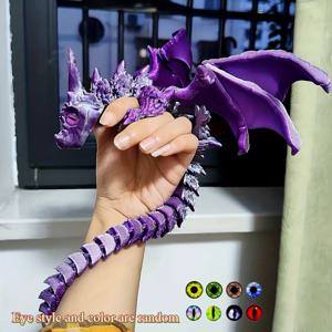 TEMU 3D 프린팅 아티큘레이티드 드래곤 장식품 - 3.6cm, 다이내믹 블랙/퍼플/그린/옐로우 스케일 - 할로윈, 크리스마스, 이스터 선물용, 책상/책장 장식, 복잡한 디자인의 판타지 데스크탑 장식, 고품질 인쇄, 컬렉터 아이템, 홈 오피스 장식