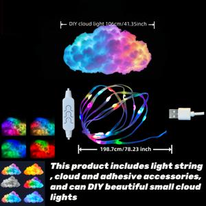 TEMU BINDLAN 78.23인치 스마트 RGB LED 스트립 | 3D 천둥 구름 조명, 음악 싱크, 색상 변경 | USB 전원, 벽/천장 장착, 침실/게임룸/파티용 꿈결 같은 분위기 조명, 휴일 선물|USB|무드등|USB