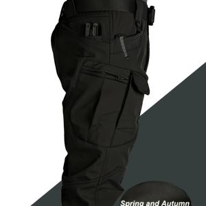 TEMU 남성용 봄/가을 내구성 강한 다용도 하이킹 캐주얼 팬츠, 멀티포켓 아웃도어 카고 작업복 및 컴뱃 롱팬츠, 야외 활동, 전술 장비, 스포티한 룩, 기능성 웨어, 보강 스티칭, 통기성 원단, 멀티포켓 트라우저, 인원, 남성 의류