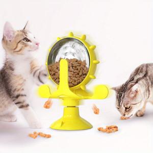 TEMU 1개 배터리 없는 인터랙티브 풍차 고양이 & 소형견 슬로우 피더 & 간식 디스펜서 - 회전 모션 퍼즐 장난감 (블루, 옐로우, 그린, 레드, 화이트, 블랙) - 내구성 ABS 플라스틱, 누수 방지 디자인 -팁 베이스, 고양이 & 소형견을 위한 정신 자극 & 체중 관리 - 쉬운 청소 인터랙티브 피더 & 놀이 활동 센터