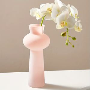 TEMU 핑크 & 그린 노르딕 스타일 유리 화병 - 거실용 모던 장식, 수경 재배 꽃 배치 디스플레이, 원통형 매끄러운 디자인