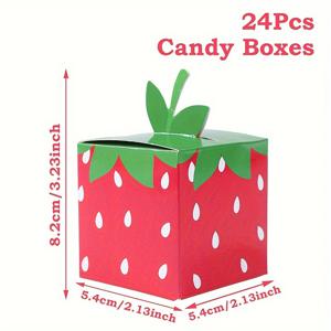TEMU 24개 귀여운 딸기 파티용품 상자 - Sweet One 생일 & Youngsters Shower 장식에 완벽, 여름 과일 테마 사탕 선물박스, 크리스마스, 할로윈