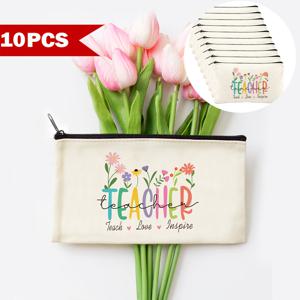 TEMU 5/10개 선생님 테마 감사 지퍼 파우치 세트, 메이크업 & 화장품 정리 가방 – 추수감사절, 크리스마스, 생일, 개학, 졸업, 여행 필수품 정리에 완벽한 선물, 휴대용 선물, 고품질 원단, 세탁 가능 소재, 다목적 파우치, 스타일리시 정리함, 학교 액세서리, 여행 애호가를 위한 작은 수납 가방