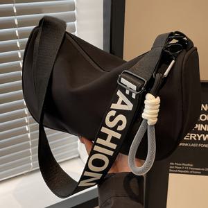 TEMU 대용량 나일론 크로스바디 백 1개 - 스타일리시한 블랙 숄더백 조절 가능한 스트랩 및 지퍼 클로저, 일상적인 사용에 완벽함, 안전한 여행 파우치 | 스포츠 하네스 가방 | 내구성 있는 나일론 백