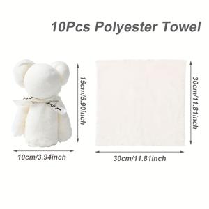 TEMU 10개입, 화이트 귀여운 모양 타월 세트 - 코랄 벨벳 소형 곰돌이 타월 선물세트, 어버이날, 크리스마스, 발렌타인데이, 결혼식, 생일 및 샤워 파티 선물용
