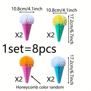 TEMU 생일 테마 파티, 댄스 파티, 결혼식 장식에 적합한 8개 세트 - 6.7인치 컬러풀 종이 허니콤 장식