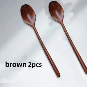 TEMU 2pcs 나무 숟가락 숟가락 숟가락 작은 꿀 숟가락 식기 가정 식사