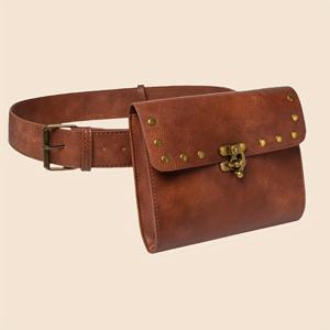 TEMU 바이킹 스타일 중세 합성 가죽 허리 가방, 액세서리, 롤플레잉 지갑