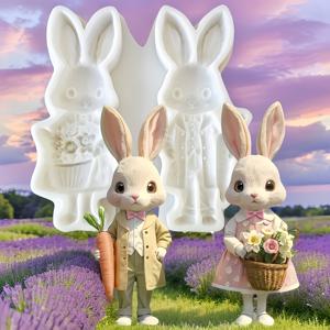 TEMU 1pc, 두 귀여운 토끼 크리에이티브 모양 케이크 모양, 초콜릿 무스 케이크 모양, 케이크 장식 액세서리, 베이킹 모양