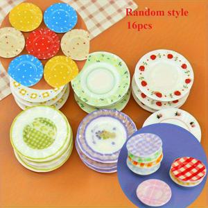 TEMU 16개 미니어처 디저트 접시 세트, 랜덤 어소르트 레진 접시, 인형 집 장식용, DIY 공예, 장난감 음식 액세서리, 탁상 디스플레이 - 플라스틱, 전기 필요 없음