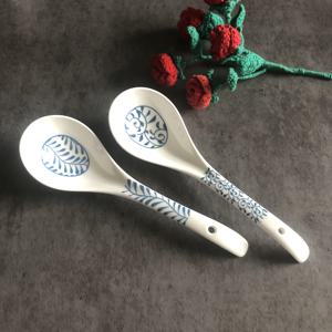 TEMU 2개 세라믹 긴 손잡이 국자 - 대용량, 9인치 일본식 청화백자 수프 스푼, 주방 및 식사에 적합, 내구성 있고 쉽게 세척 가능한 식기류, 식기세척기 사용 가능