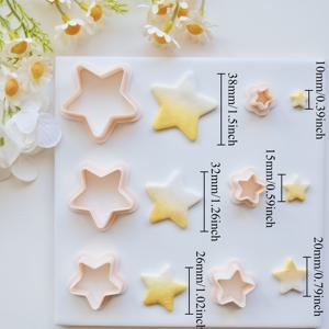TEMU 6개 세트 귀여운 둥근 별 모양 폴리머 클레이 이어링 커터, DIY 주얼리 펜던트 목걸이 만들기용 다섯각형 스타 클레이 커터, 기하학적 핸드메이드 도구, 미국 독립기념일 클레이 몰드