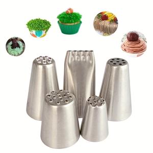 TEMU 5pcs 스테인레스 스틸 파이핑 팁 세트 - 233, 234, 235, 29, 134 - 케이크 장식, 크리스마스, 할로윈, 부활절, 추수감사절, 한카, 주방 및 식당 액세서리, 케이크 장식 용품에 이상적
