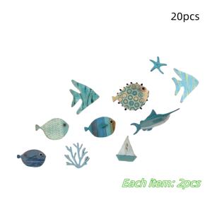 TEMU 20개 나무 물고기 벽 장식, 해변 아트 걸이형 목조 물고기 장식 - 레트로 블루 피쉬 오너먼트, 호수와 바다 테마, 홈 욕실 침실 주방 거실 야외 실내용 비3D 디자인, 해양 스타일 인테리어 소품