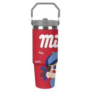 TEMU 1개 30oz 캠핑용 스테인리스 텀블러 (빨대 포함) - 보온 보냉, 뜨겁거나 차가운 음료에 이상적, 가정 및 야외 활동에 완벽한 선물 아이템