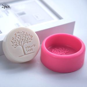 TEMU 2개 자연적인 나무 실리콘 샴푸 몰드 - 둥근 DIY 촛불 및 샴푸 몰드, -등급, 재사용 가능한 공예 용품, 손수 만든 크리스마스 장식, 샴푸 제조 용품