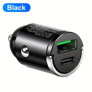 TEMU QC4.0 PD3.0 USB-C 차량용 충전기, 2포트, 120W 고속 충전, 48V-400V 넓은 전압 범위, 3A-6A 고전류, 전기차 및 자동차용 컴팩트 디자인, 현대적인 차량 액세서리, 내구성 강화, 배터리 미포함