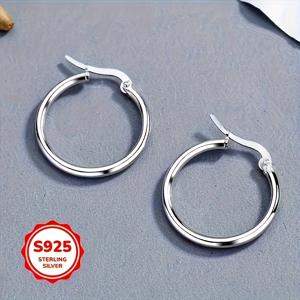 TEMU 여성용 빈티지 영감 중공 디자인의 우아한 일상 주얼리, 캐주얼 의상에 완벽한 925 스털링 실버 라운드 후프 귀걸이 - 여성용 빈티지 영감 귀걸이, 여성용 매달린 귀걸이, 여성용 스타일리시 귀걸이, 여성용 무적 귀걸이