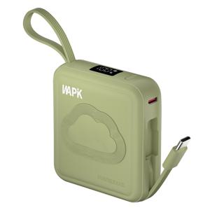 TEMU 와피크 초소형 미니 보조배터리 M2 10000mAh 22.5W 고속충전 C타입 PD3.0 QC3.0기내반입 LED 잔량표시 내장케이블