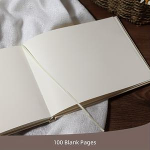 TEMU 결혼식 및 베이비 샤워를 위한 아름다운 손님용 서명대 및 사진첩, 서명 및 사진을 위한 100장의 공백 페이지, 리넨 커버