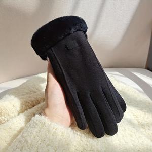 TEMU 여성용 겨울 터치 장갑 한 쌍 - 두꺼운 보온 방풍 플러시 안감, 남녀공용 내구성 폴리에스터 섬유, 다양한 색상으로 제공, 스키 및 크리스마스 선물로 완벽, 겨울 의류